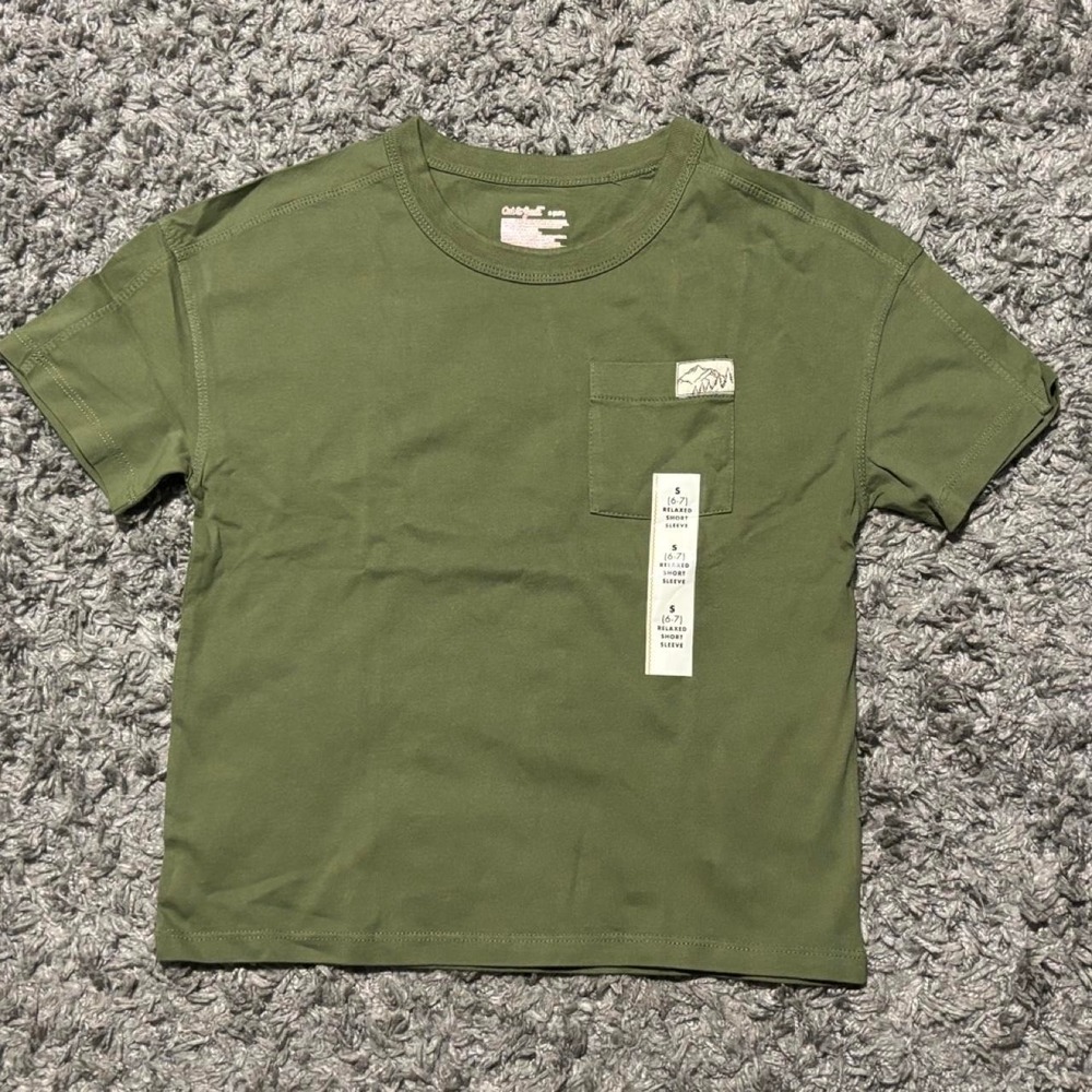 Green Tshirt with Pocket Boys S(6/7) Kids Fashion Outdoor Casual Shirt